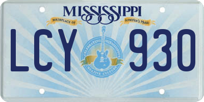 MS license plate LCY930