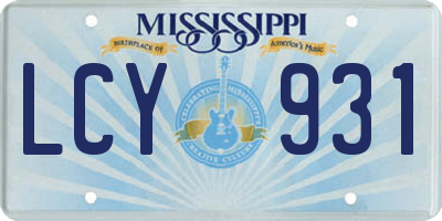 MS license plate LCY931