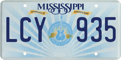 MS license plate LCY935