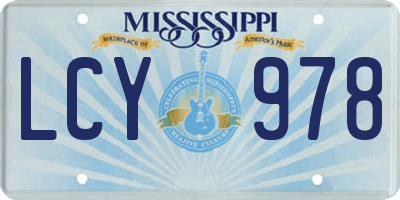 MS license plate LCY978