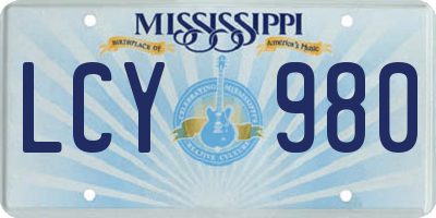 MS license plate LCY980