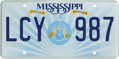 MS license plate LCY987