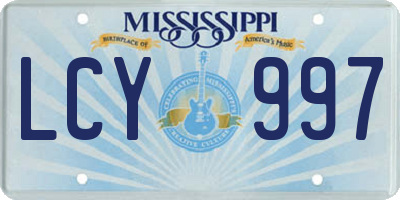 MS license plate LCY997