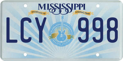 MS license plate LCY998