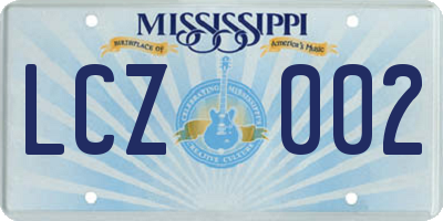 MS license plate LCZ002