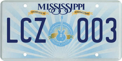 MS license plate LCZ003