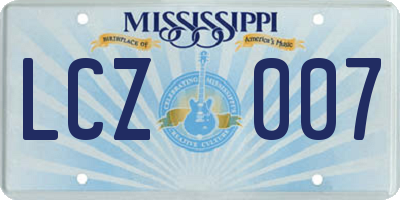 MS license plate LCZ007