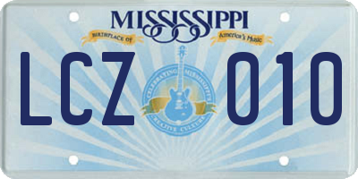 MS license plate LCZ010