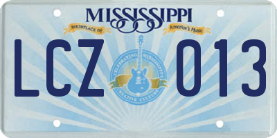 MS license plate LCZ013