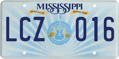 MS license plate LCZ016