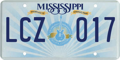MS license plate LCZ017