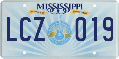 MS license plate LCZ019