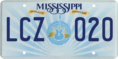 MS license plate LCZ020