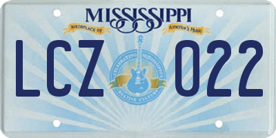 MS license plate LCZ022