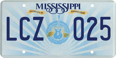 MS license plate LCZ025