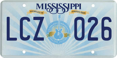 MS license plate LCZ026