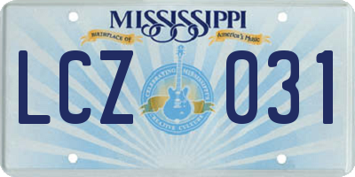MS license plate LCZ031