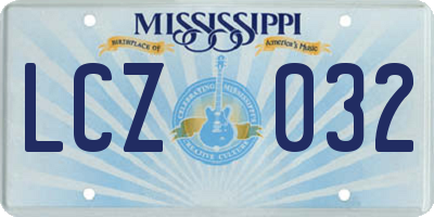 MS license plate LCZ032