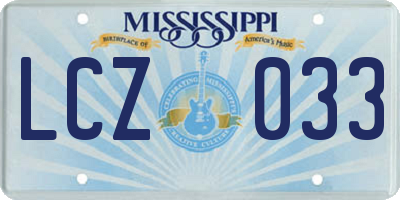 MS license plate LCZ033