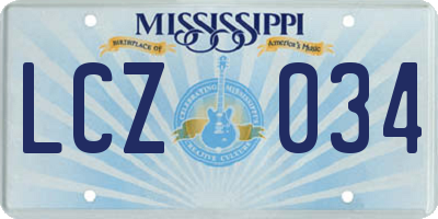 MS license plate LCZ034
