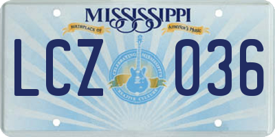 MS license plate LCZ036