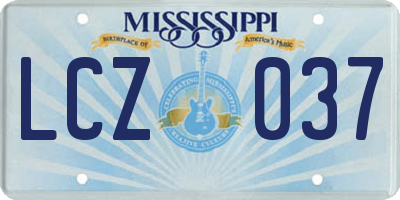 MS license plate LCZ037