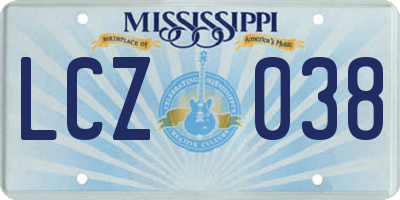 MS license plate LCZ038