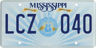 MS license plate LCZ040