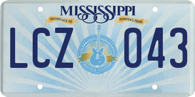MS license plate LCZ043