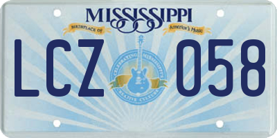 MS license plate LCZ058