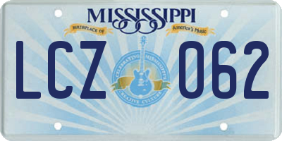 MS license plate LCZ062