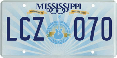 MS license plate LCZ070