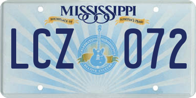 MS license plate LCZ072