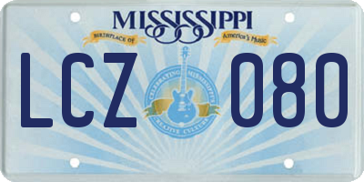 MS license plate LCZ080