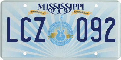 MS license plate LCZ092