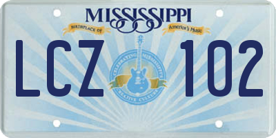 MS license plate LCZ102