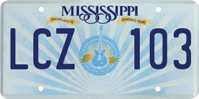 MS license plate LCZ103
