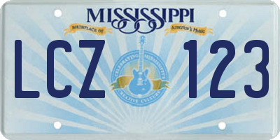 MS license plate LCZ123