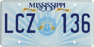 MS license plate LCZ136