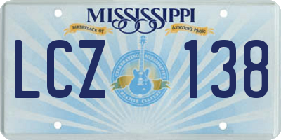 MS license plate LCZ138