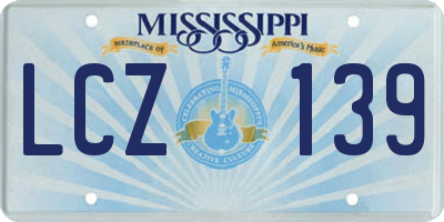 MS license plate LCZ139
