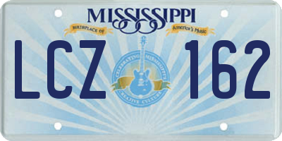 MS license plate LCZ162