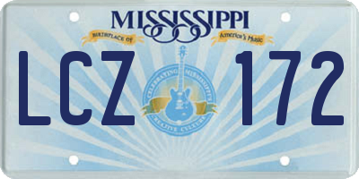 MS license plate LCZ172