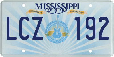 MS license plate LCZ192