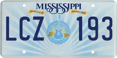MS license plate LCZ193