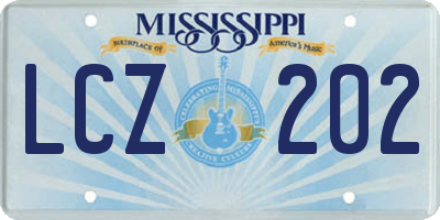 MS license plate LCZ202