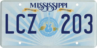 MS license plate LCZ203