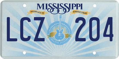 MS license plate LCZ204
