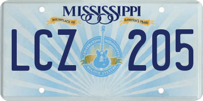 MS license plate LCZ205