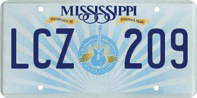 MS license plate LCZ209